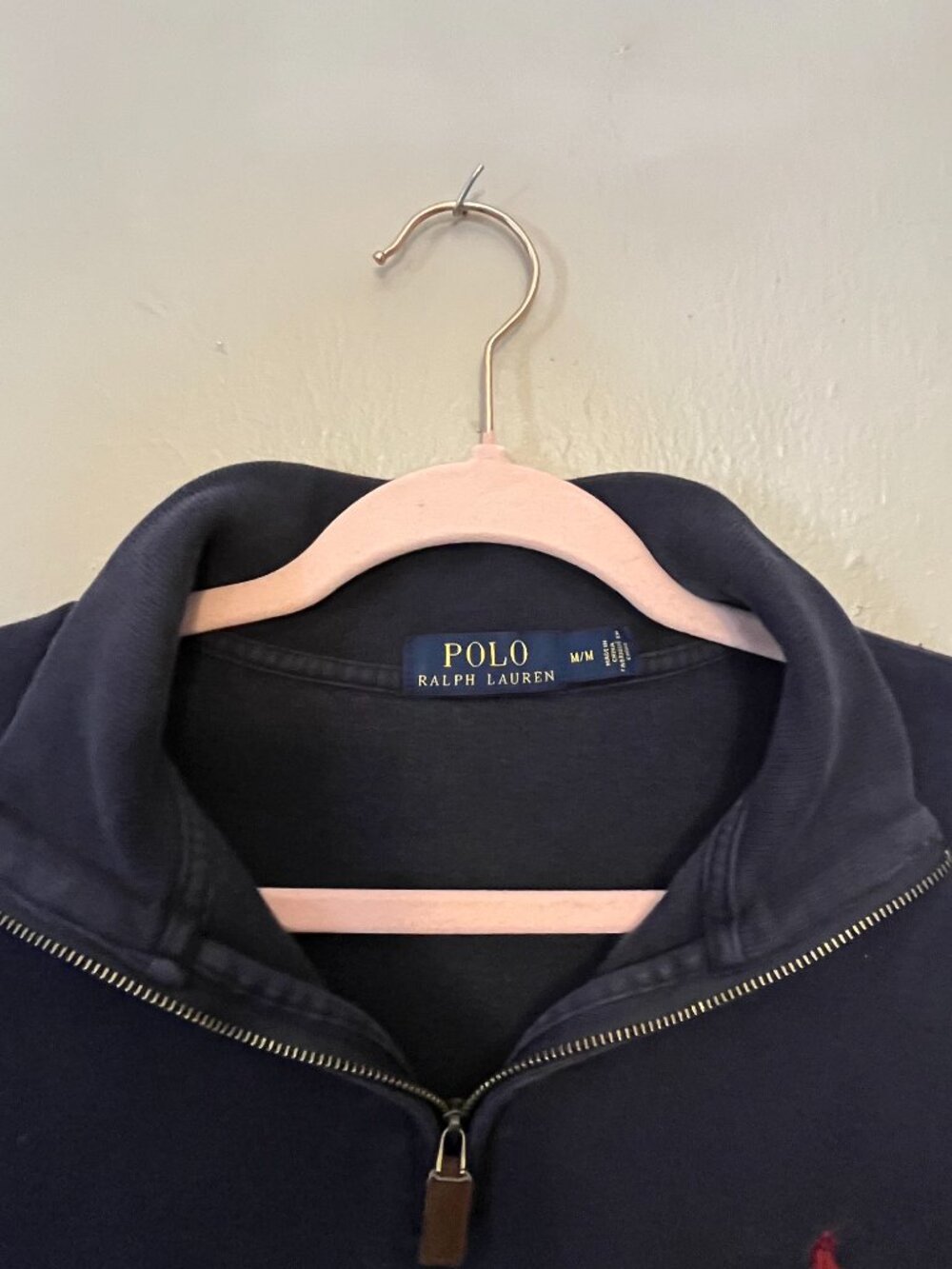 Polo Ralph Lauren 1/4 Zip 100% Cotton Knit Pullover Sweater in Navy Size M - Picture 2 of 8